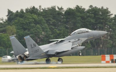 97-0217 USAF F-15E Eagle touches down